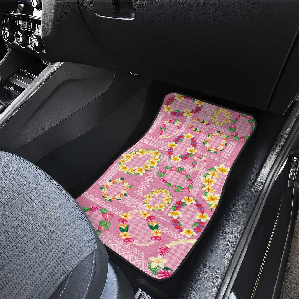 Hawaiian Leis Car Mats Kakau Tattoos and Palaka Pastel Pink Color LT03 - Polynesian Pride
