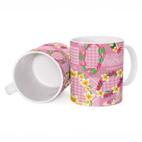 Hawaiian Leis Ceramic Mug Kakau Tattoos and Palaka Pastel Pink Color LT03 - Polynesian Pride