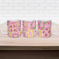 Hawaiian Leis Ceramic Mug Kakau Tattoos and Palaka Pastel Pink Color LT03 - Polynesian Pride