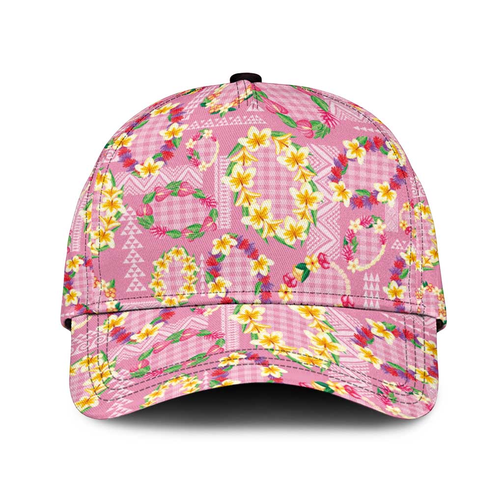 Hawaiian Leis Classic Cap Kakau Tattoos and Palaka Pastel Pink Color LT03 Universal Fit Pink - Polynesian Pride