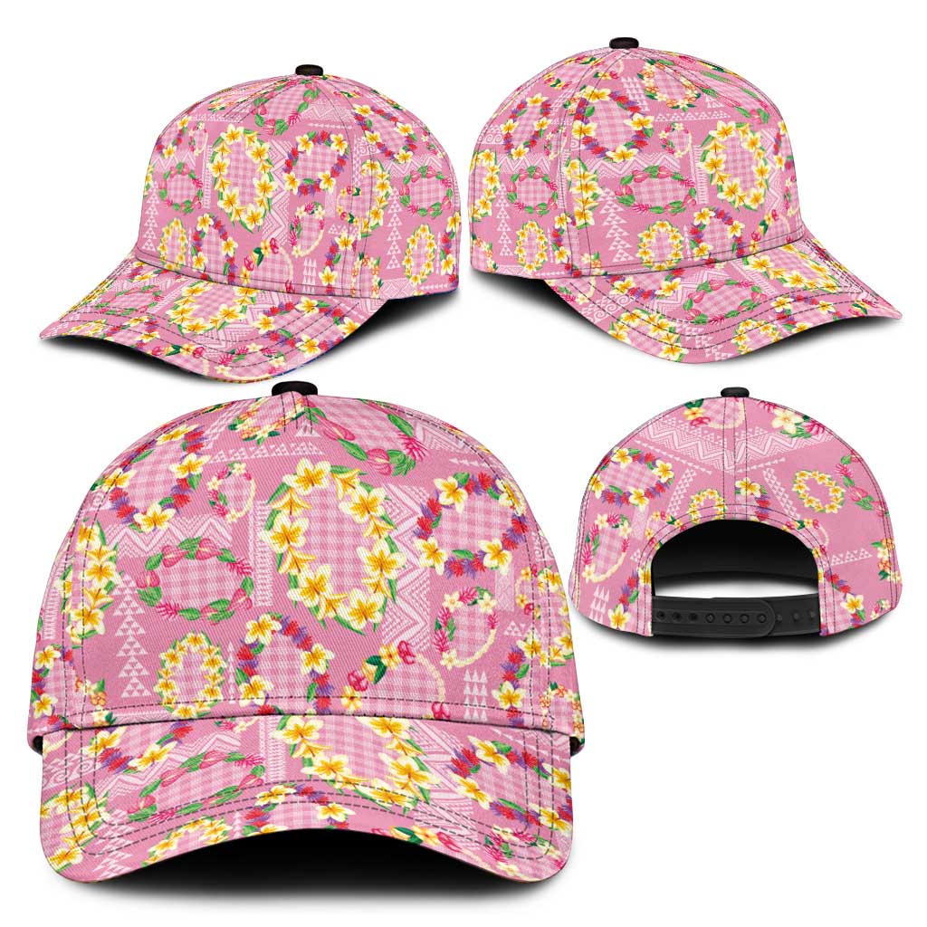 Hawaiian Leis Classic Cap Kakau Tattoos and Palaka Pastel Pink Color LT03 - Polynesian Pride