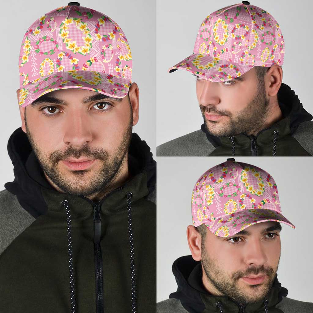 Hawaiian Leis Classic Cap Kakau Tattoos and Palaka Pastel Pink Color LT03 - Polynesian Pride