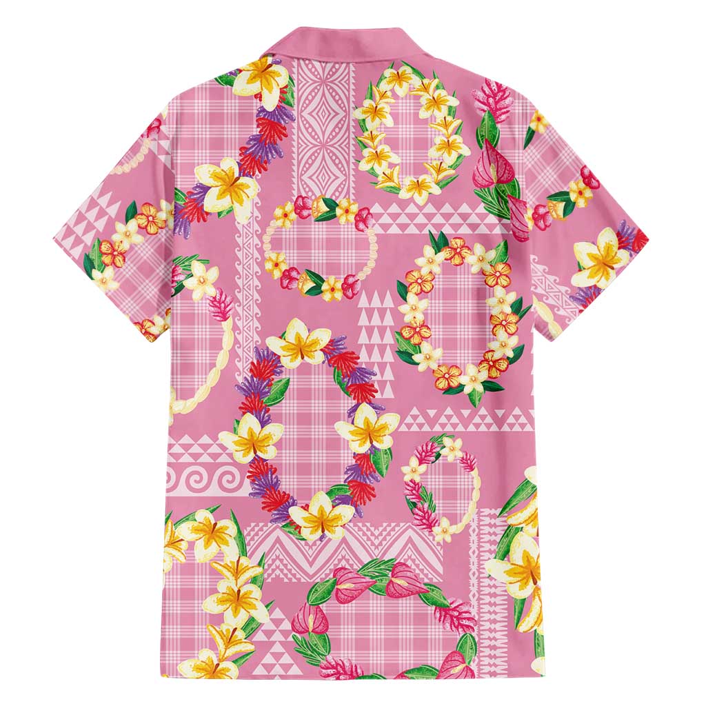 Hawaiian Leis Family Matching Off The Shoulder Long Sleeve Dress and Hawaiian Shirt Kakau Tattoos and Palaka Pastel Pink Color LT03 - Polynesian Pride
