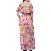 Hawaiian Leis Family Matching Off Shoulder Maxi Dress and Hawaiian Shirt Kakau Tattoos and Palaka Pastel Pink Color LT03 - Polynesian Pride