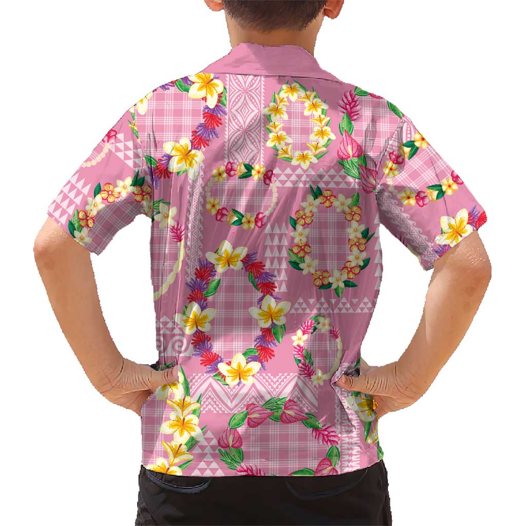 Hawaiian Leis Family Matching Puletasi and Hawaiian Shirt Kakau Tattoos and Palaka Pastel Pink Color LT03 - Polynesian Pride