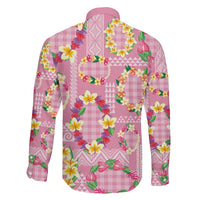 Hawaiian Leis Family Matching Short Sleeve Bodycon Dress and Hawaiian Shirt Kakau Tattoos and Palaka Pastel Pink Color LT03 - Polynesian Pride