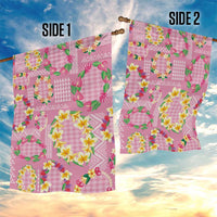 Hawaiian Leis Garden Flag Kakau Tattoos and Palaka Pastel Pink Color LT03 - Polynesian Pride