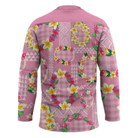 Hawaiian Leis Hockey Jersey Kakau Tattoos and Palaka Pastel Pink Color LT03 - Polynesian Pride