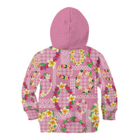 Hawaiian Leis Kid Hoodie Kakau Tattoos and Palaka Pastel Pink Color LT03 - Polynesian Pride