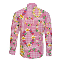 Hawaiian Leis Long Sleeve Button Shirt Kakau Tattoos and Palaka Pastel Pink Color LT03 - Polynesian Pride