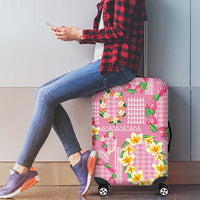 Hawaiian Leis Luggage Cover Kakau Tattoos and Palaka Pastel Pink Color LT03 - Polynesian Pride