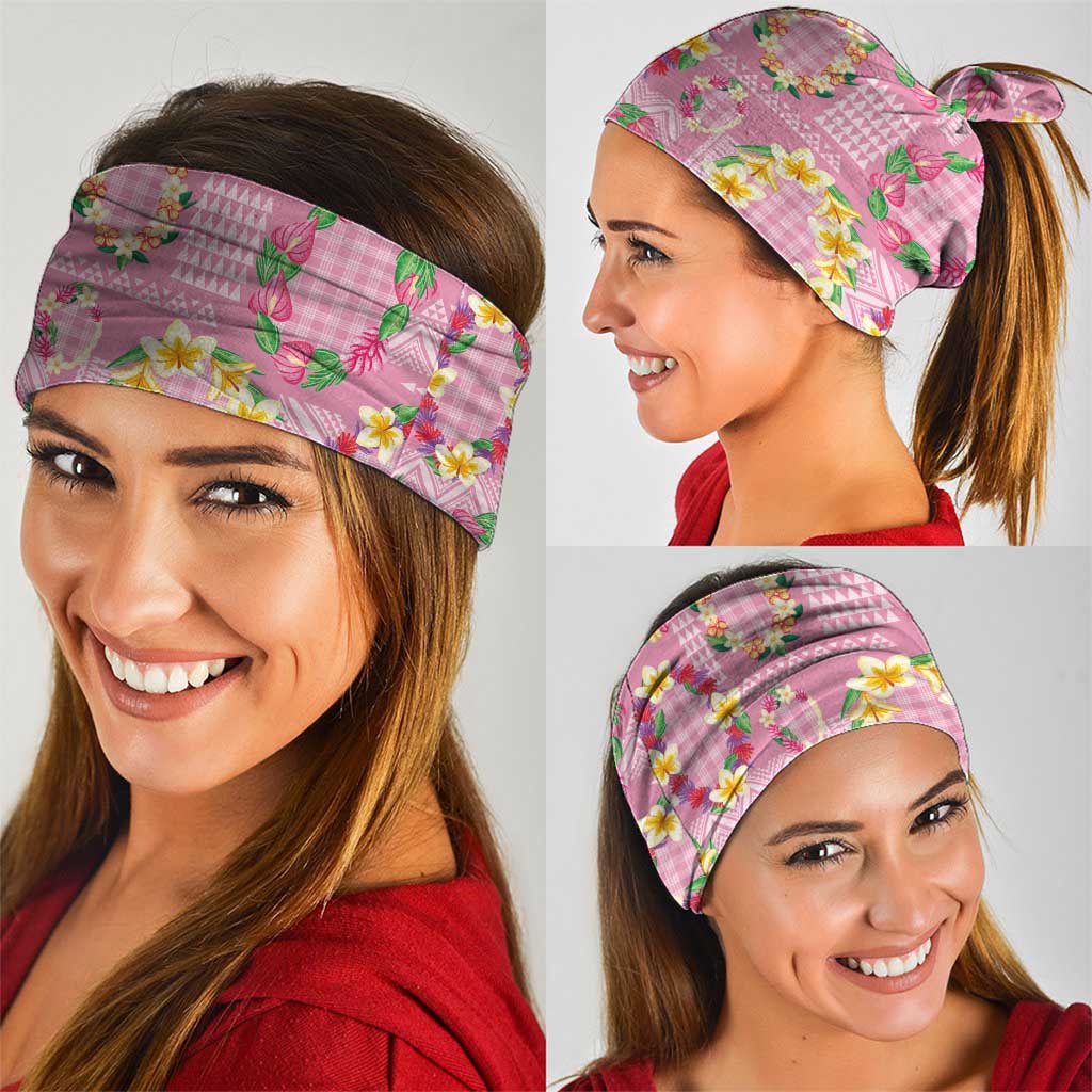 Hawaiian Leis Neck Gaiter Kakau Tattoos and Palaka Pastel Pink Color LT03 - Polynesian Pride
