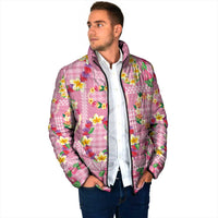Hawaiian Leis Padded Jacket Kakau Tattoos and Palaka Pastel Pink Color LT03 - Polynesian Pride
