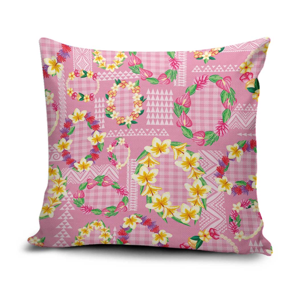 Hawaiian Leis Pillow Cover Kakau Tattoos and Palaka Pastel Pink Color LT03 Pink - Polynesian Pride