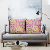 Hawaiian Leis Pillow Cover Kakau Tattoos and Palaka Pastel Pink Color LT03 - Polynesian Pride