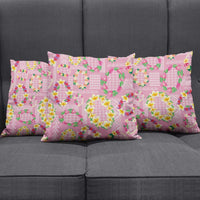 Hawaiian Leis Pillow Cover Kakau Tattoos and Palaka Pastel Pink Color LT03 - Polynesian Pride