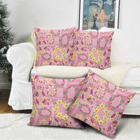 Hawaiian Leis Pillow Cover Kakau Tattoos and Palaka Pastel Pink Color LT03 - Polynesian Pride