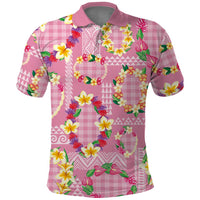 Hawaiian Leis Polo Shirt Kakau Tattoos and Palaka Pastel Pink Color LT03 Pink - Polynesian Pride