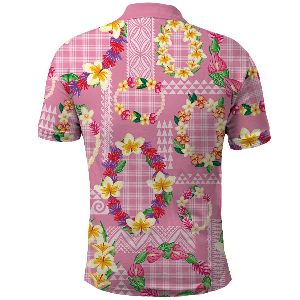 Hawaiian Leis Polo Shirt Kakau Tattoos and Palaka Pastel Pink Color LT03 - Polynesian Pride