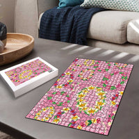 Hawaiian Leis Puzzle Kakau Tattoos and Palaka Pastel Pink Color LT03 - Polynesian Pride