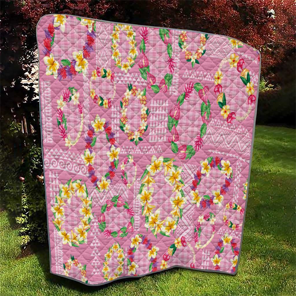 Hawaiian Leis Quilt Kakau Tattoos and Palaka Pastel Pink Color LT03 - Polynesian Pride