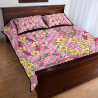 Hawaiian Leis Quilt Bed Set Kakau Tattoos and Palaka Pastel Pink Color LT03 - Polynesian Pride