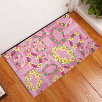 Hawaiian Leis Rubber Doormat Kakau Tattoos and Palaka Pastel Pink Color LT03 - Polynesian Pride