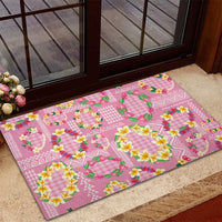 Hawaiian Leis Rubber Doormat Kakau Tattoos and Palaka Pastel Pink Color LT03 - Polynesian Pride