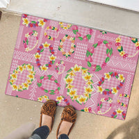 Hawaiian Leis Rubber Doormat Kakau Tattoos and Palaka Pastel Pink Color LT03 - Polynesian Pride