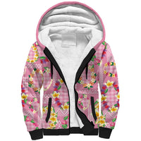 Hawaiian Leis Sherpa Hoodie Kakau Tattoos and Palaka Pastel Pink Color LT03 Unisex Pink - Polynesian Pride