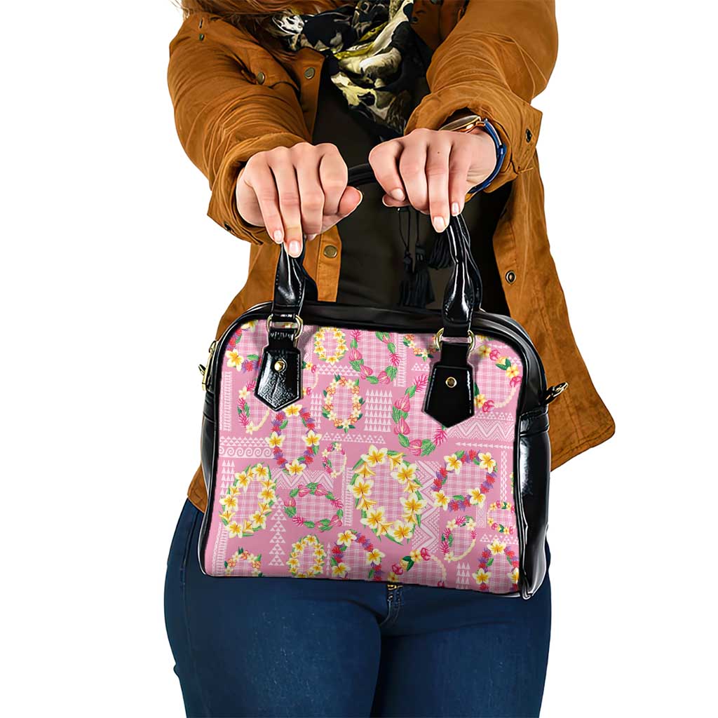 Hawaiian Leis Shoulder Handbag Kakau Tattoos and Palaka Pastel Pink Color LT03 One Size Pink - Polynesian Pride