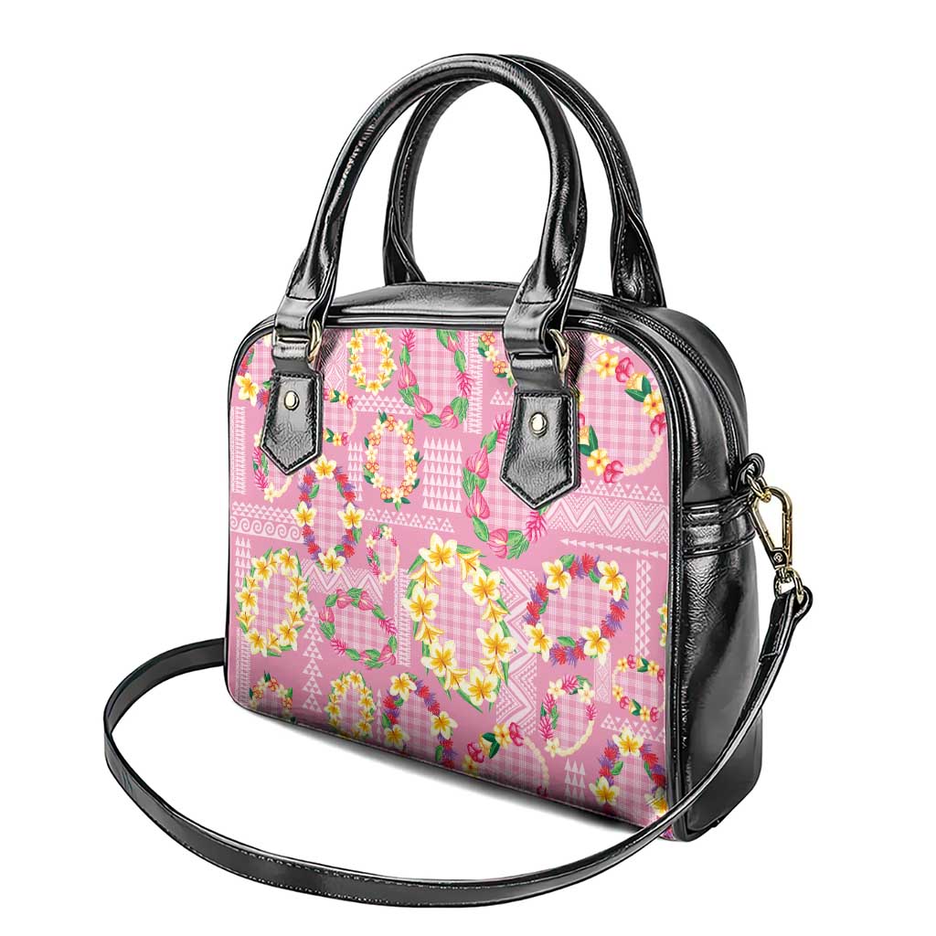 Hawaiian Leis Shoulder Handbag Kakau Tattoos and Palaka Pastel Pink Color LT03 - Polynesian Pride