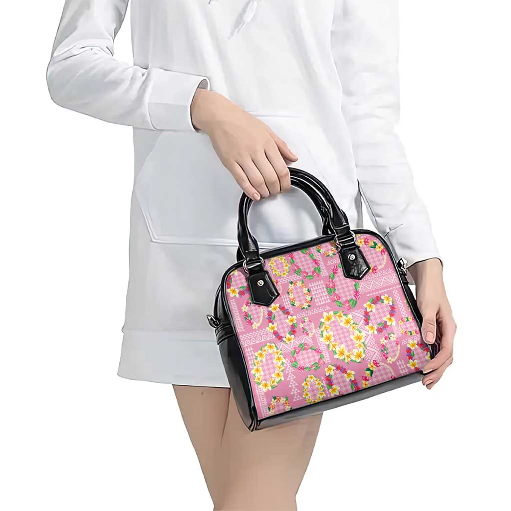 Hawaiian Leis Shoulder Handbag Kakau Tattoos and Palaka Pastel Pink Color LT03 - Polynesian Pride
