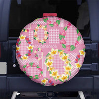 Hawaiian Leis Spare Tire Cover Kakau Tattoos and Palaka Pastel Pink Color LT03 No hole Pink - Polynesian Pride