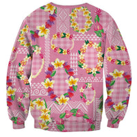 Hawaiian Leis Sweatshirt Kakau Tattoos and Palaka Pastel Pink Color LT03 - Polynesian Pride