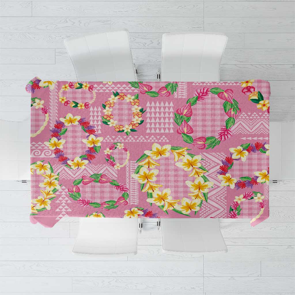 Hawaiian Leis Tablecloth Kakau Tattoos and Palaka Pastel Pink Color LT03 Pink - Polynesian Pride