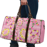 Hawaiian Leis Travel Bag Kakau Tattoos and Palaka Pastel Pink Color LT03 - Polynesian Pride