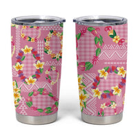 Hawaiian Leis Tumbler Cup Kakau Tattoos and Palaka Pastel Pink Color LT03 Pink - Polynesian Pride