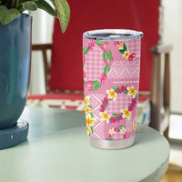 Hawaiian Leis Tumbler Cup Kakau Tattoos and Palaka Pastel Pink Color LT03 - Polynesian Pride