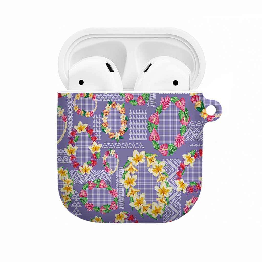 Hawaiian Leis AirPods Case Kakau Tattoos and Palaka Pastel Purple Color LT03 Purple - Polynesian Pride