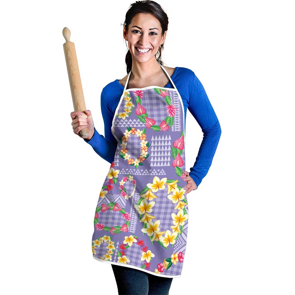 Hawaiian Leis Apron Kakau Tattoos and Palaka Pastel Purple Color LT03 - Polynesian Pride