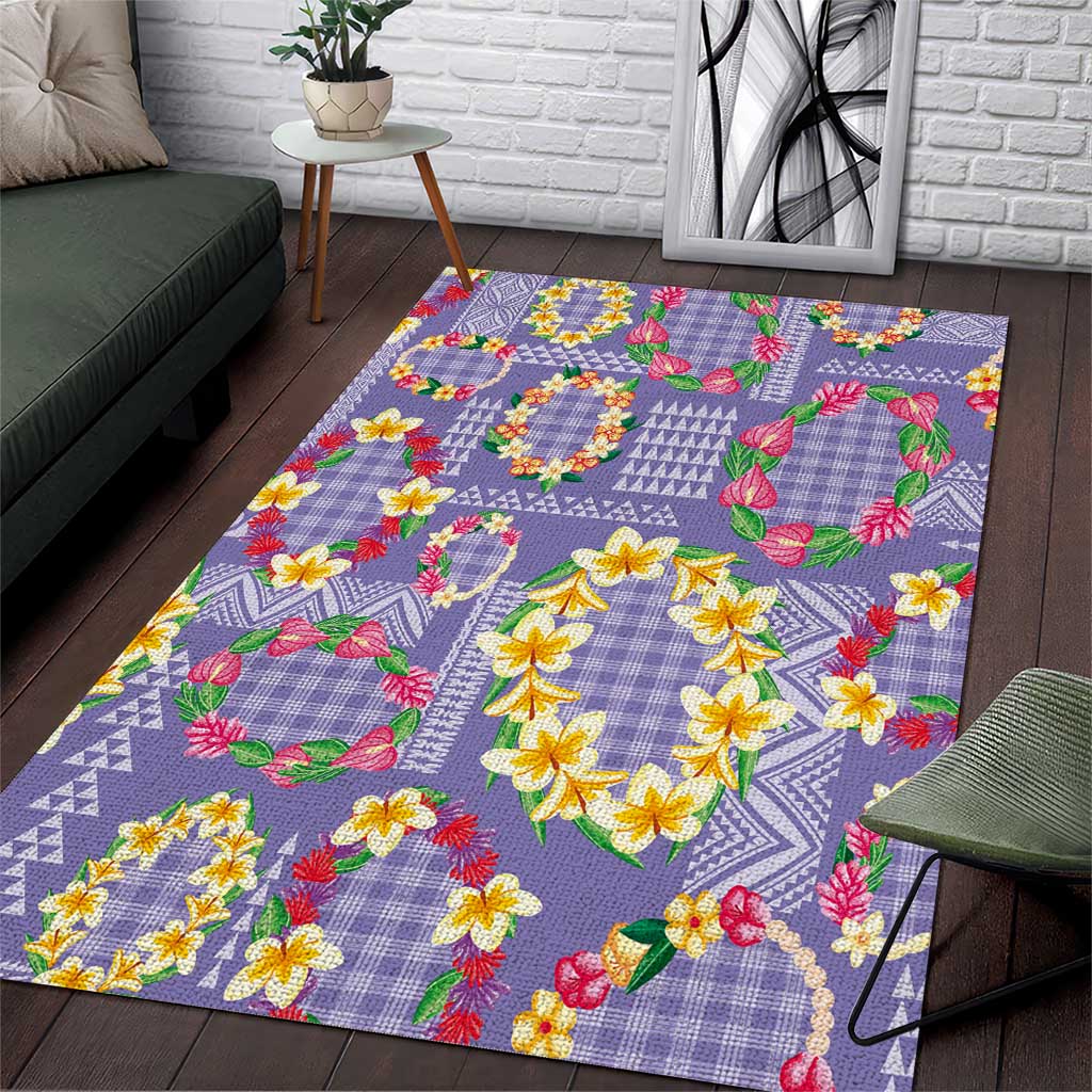 Hawaiian Leis Area Rug Kakau Tattoos and Palaka Pastel Purple Color LT03 Purple - Polynesian Pride