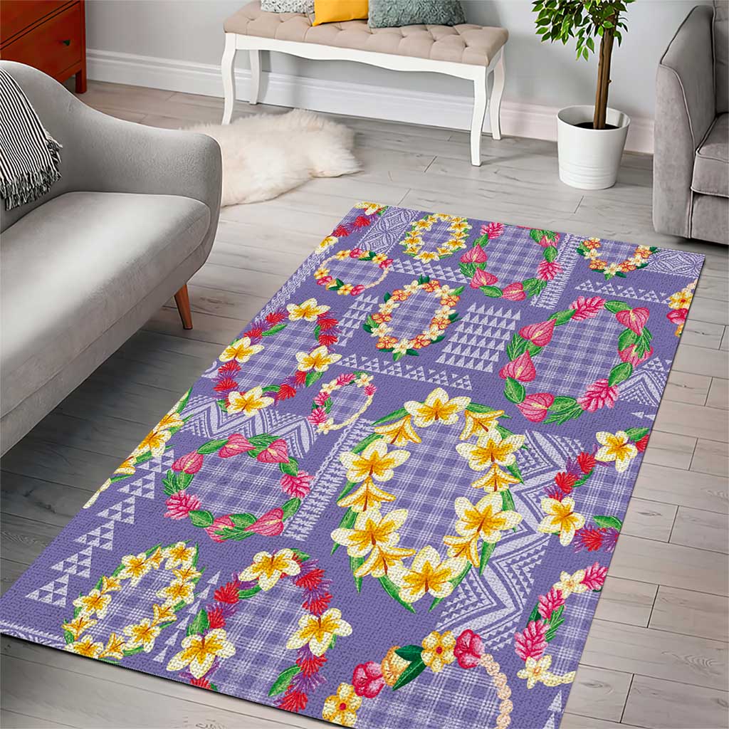 Hawaiian Leis Area Rug Kakau Tattoos and Palaka Pastel Purple Color LT03 - Polynesian Pride