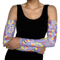 Hawaiian Leis Arm Sleeves Kakau Tattoos and Palaka Pastel Purple Color LT03 - Polynesian Pride