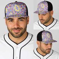 Hawaiian Leis Baseball Net Cap Kakau Tattoos and Palaka Pastel Purple Color