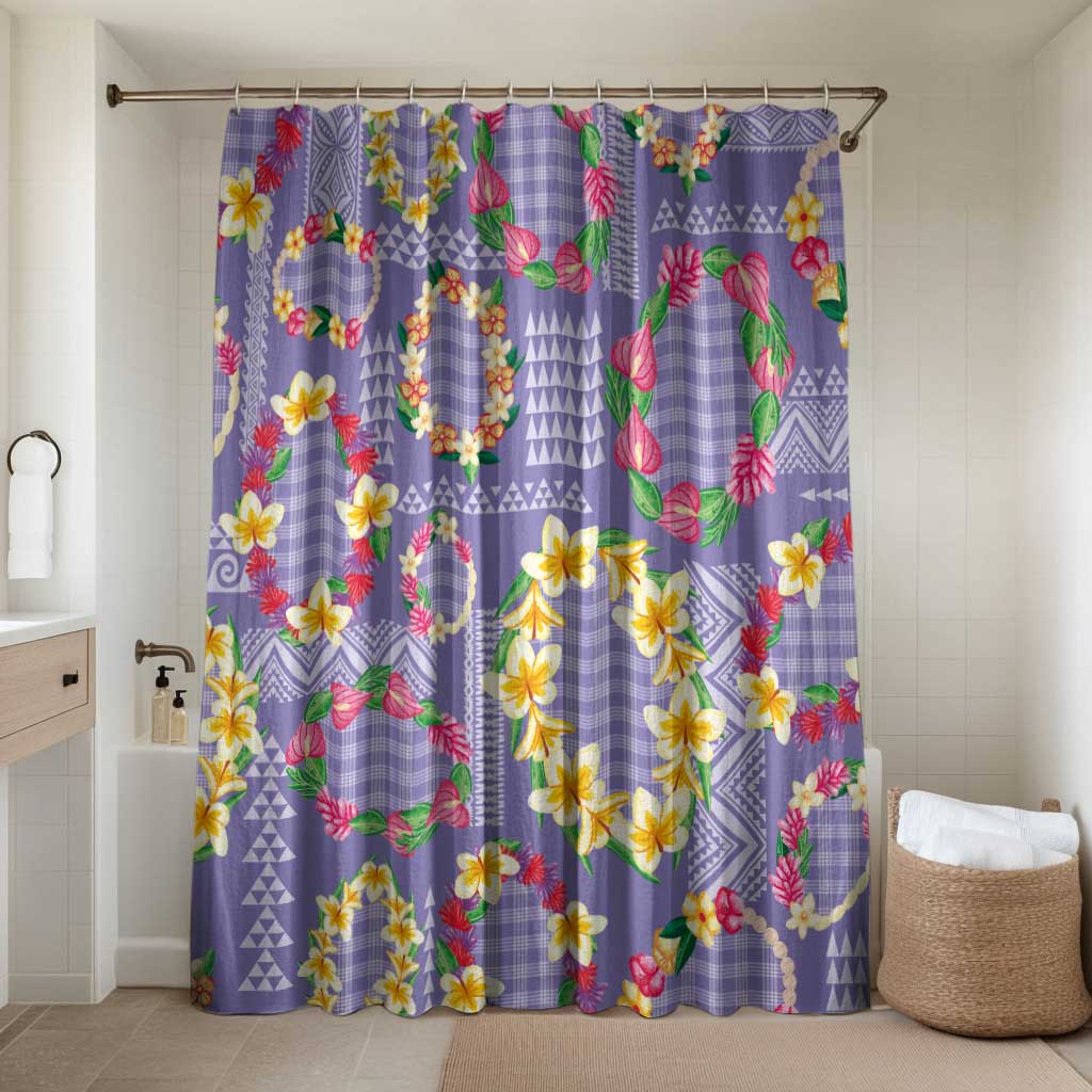 Hawaiian Leis Bathroom Set Kakau Tattoos and Palaka Pastel Purple Color LT03 Shower Curtain Only Purple - Polynesian Pride
