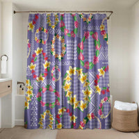 Hawaiian Leis Bathroom Set Kakau Tattoos and Palaka Pastel Purple Color LT03 Shower Curtain Only Purple - Polynesian Pride