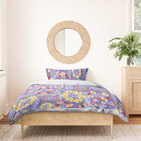 Hawaiian Leis Bedding Set Kakau Tattoos and Palaka Pastel Purple Color LT03 - Polynesian Pride