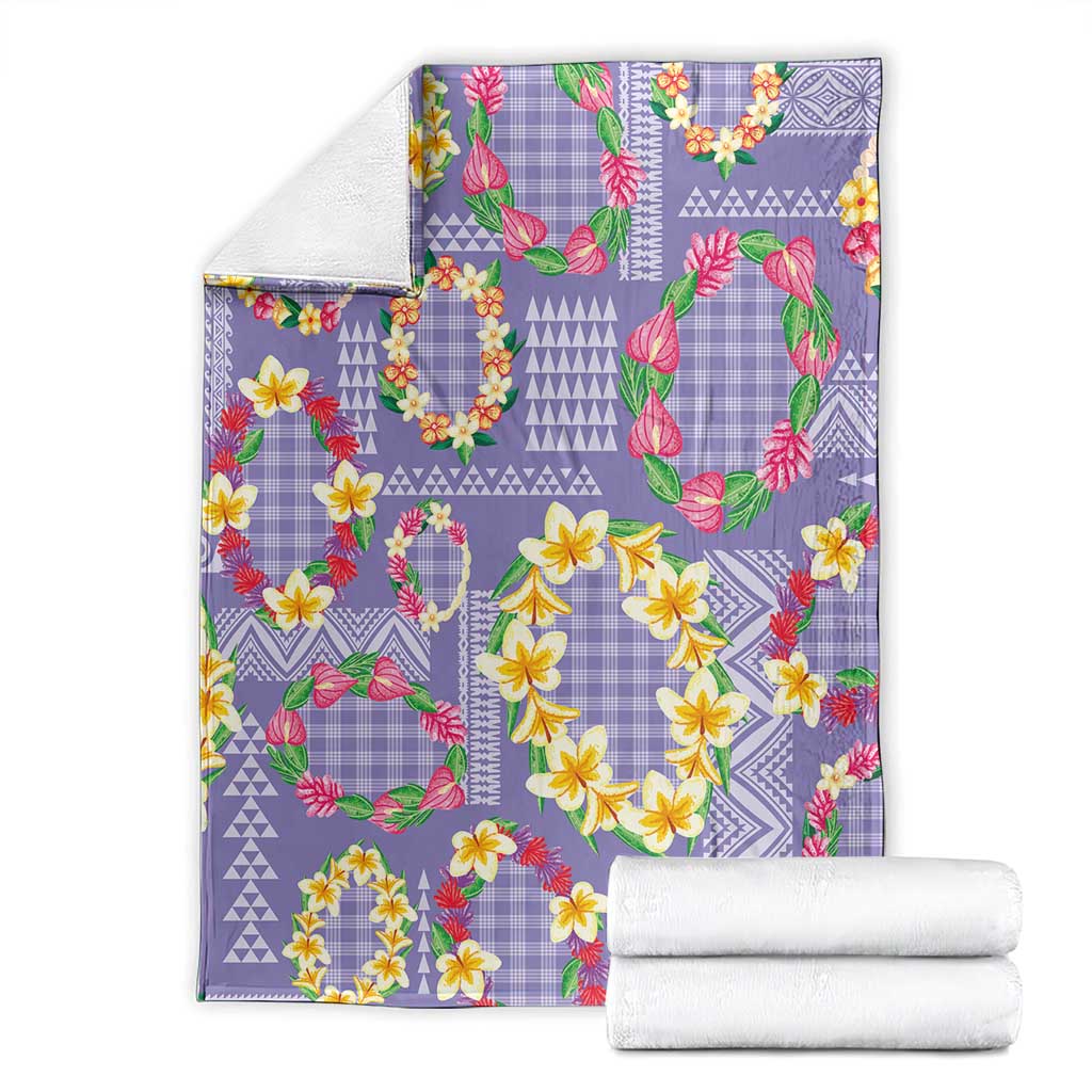 Hawaiian Leis Blanket Kakau Tattoos and Palaka Pastel Purple Color LT03 - Polynesian Pride