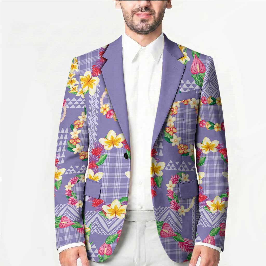 Hawaiian Leis Blazer Kakau Tattoos and Palaka Pastel Purple Color LT03 - Polynesian Pride